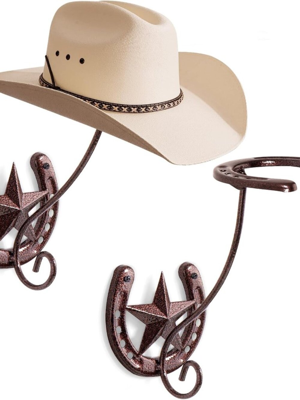 Cowboy Hat Rack for Wall Rustic Metal Cowboy Hat Holder 2 Pack Hat Hanger Wester